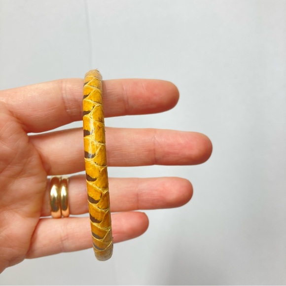 Snake style Bangle Brasalet yellow Mostard Animal Print - Picture 4 of 8